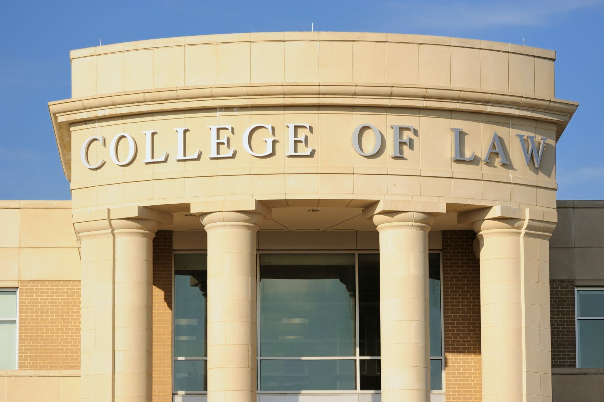 exterior of a college of law campus building